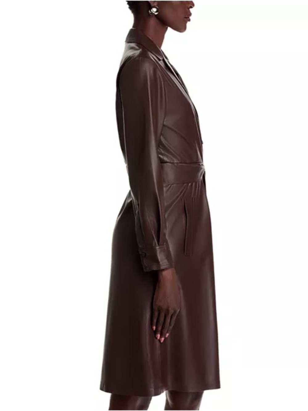 KOBI HALPERIN Dixie Faux Leather Shirtdress Brown XXL NWT Belted Designer Dress - Picture 4 of 15
